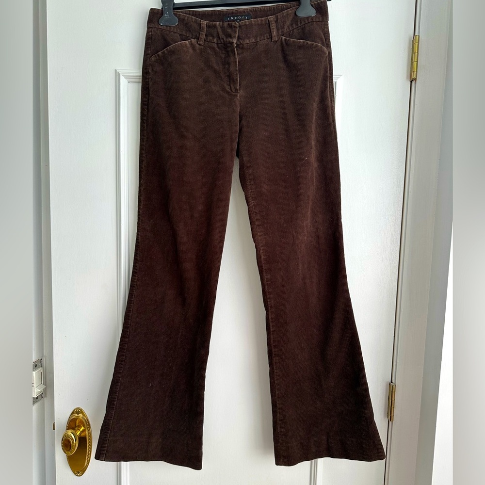 Theory Corduroy Brown Pants Size 6 Lowrise Bootleg